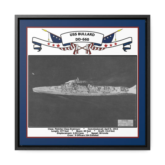 USS Bullard DD-660 Navy Floating Frame Photo Front View