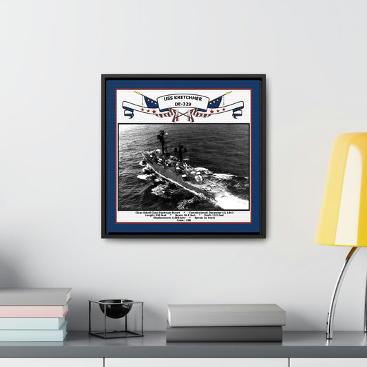 USS Kretchmer DE-329 Navy Floating Frame Photo Desk View