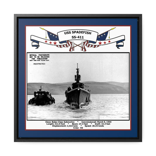 USS Spadefish SS-411 Navy Floating Frame Photo Front View