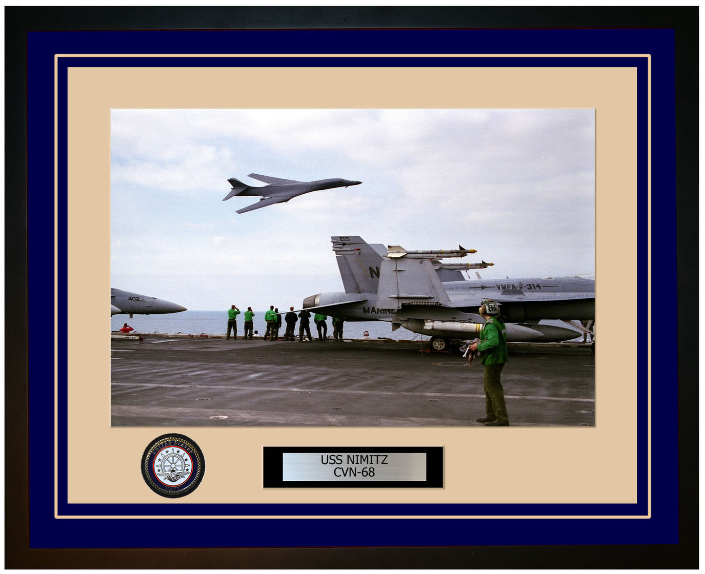 USS NIMITZ CVN-68 Framed Navy Ship Photo Blue