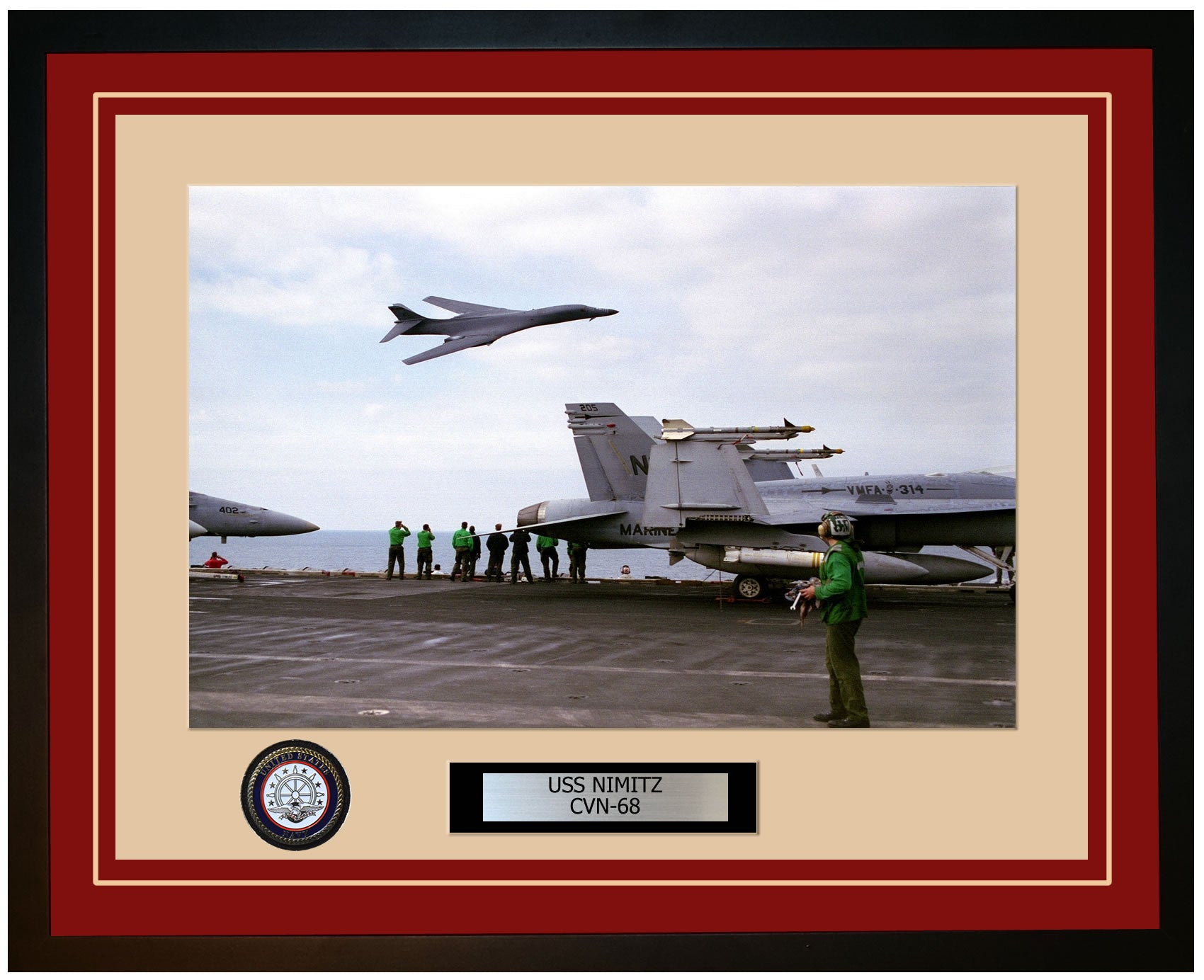 USS NIMITZ CVN-68 Framed Navy Ship Photo Burgundy