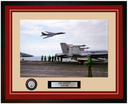 USS NIMITZ CVN-68 Framed Navy Ship Photo Burgundy