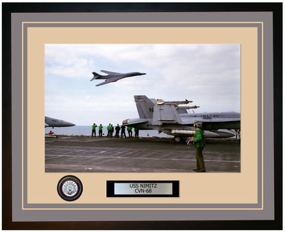 USS NIMITZ CVN-68 Framed Navy Ship Photo Grey