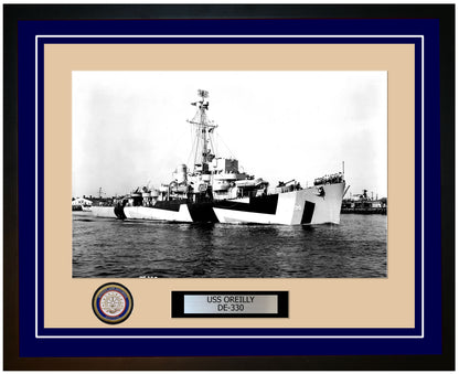 USS O'Reilly DE-330 Framed Navy Ship Photo Blue