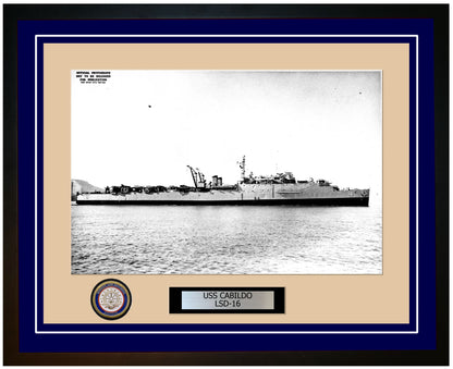 USS Cabildo LSD-16 Framed Navy Ship Photo Blue
