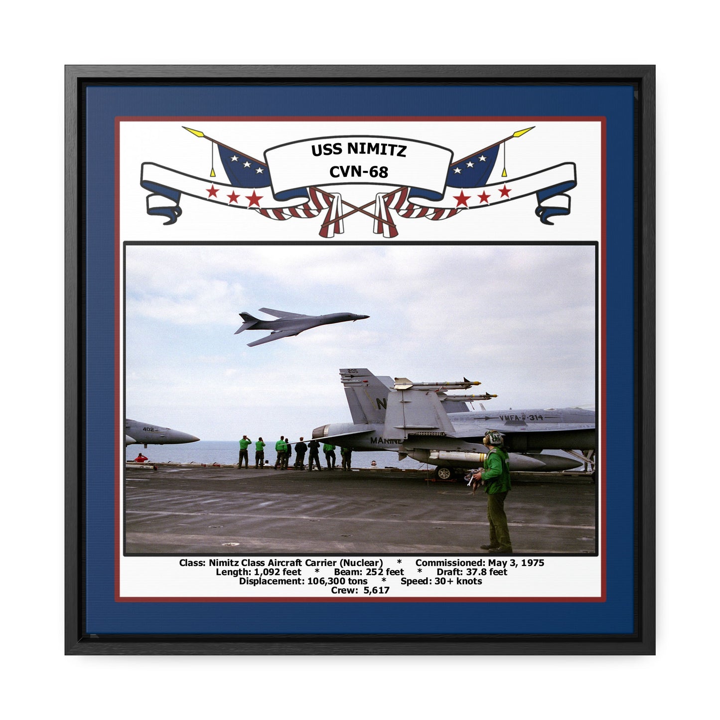 USS Nimitz CVN-68 Navy Floating Frame Photo Front View