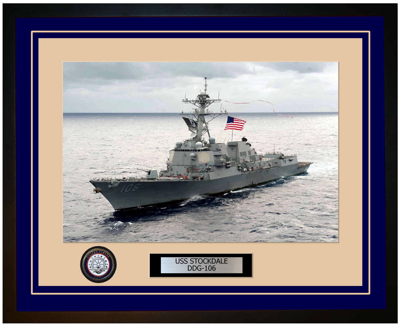 USS STOCKDALE DDG-106 Framed Navy Ship Photo Blue