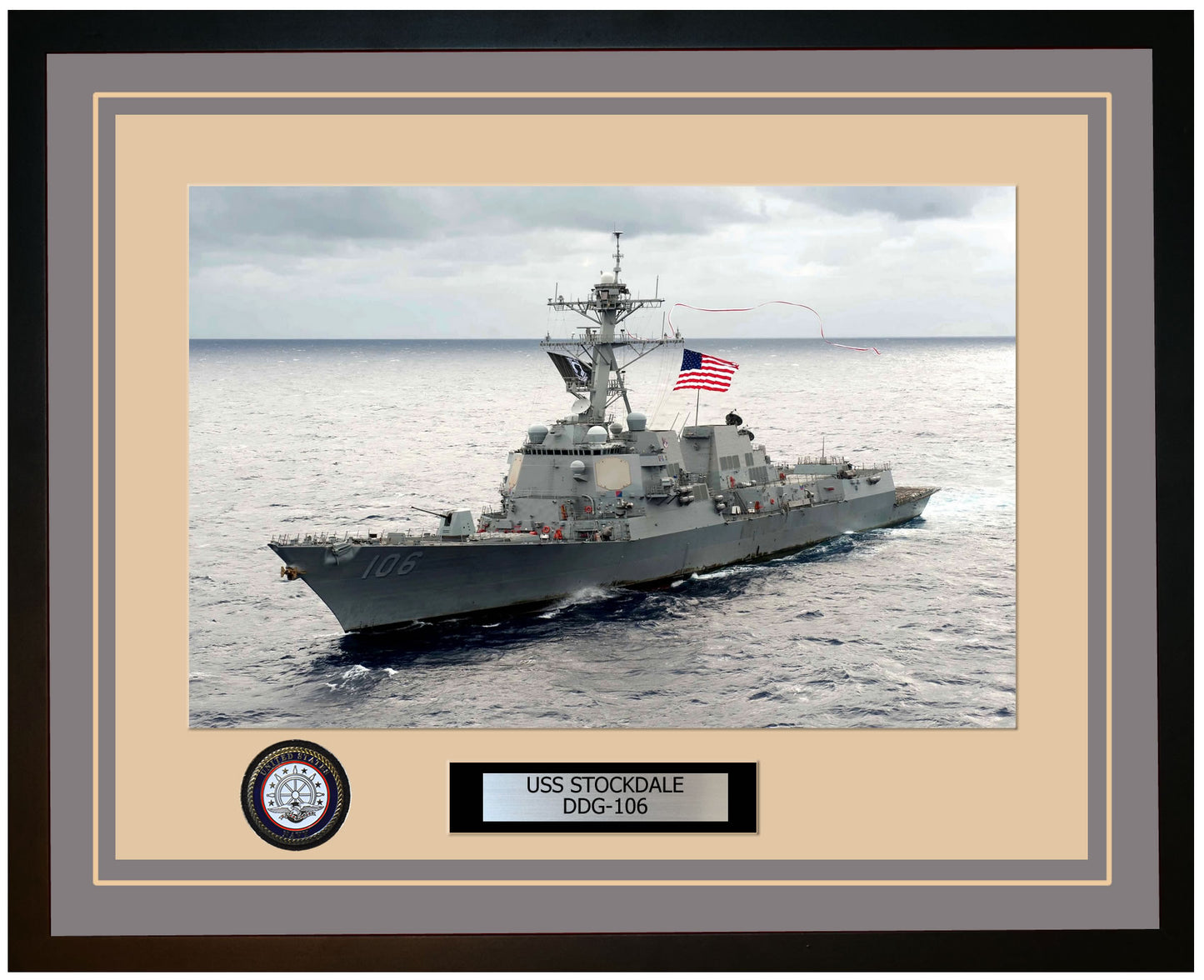 USS STOCKDALE DDG-106 Framed Navy Ship Photo Grey