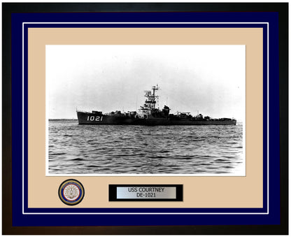 USS Courtney DE-1021 Framed Navy Ship Photo Blue