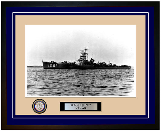 USS Courtney DE-1021 Framed Navy Ship Photo Blue