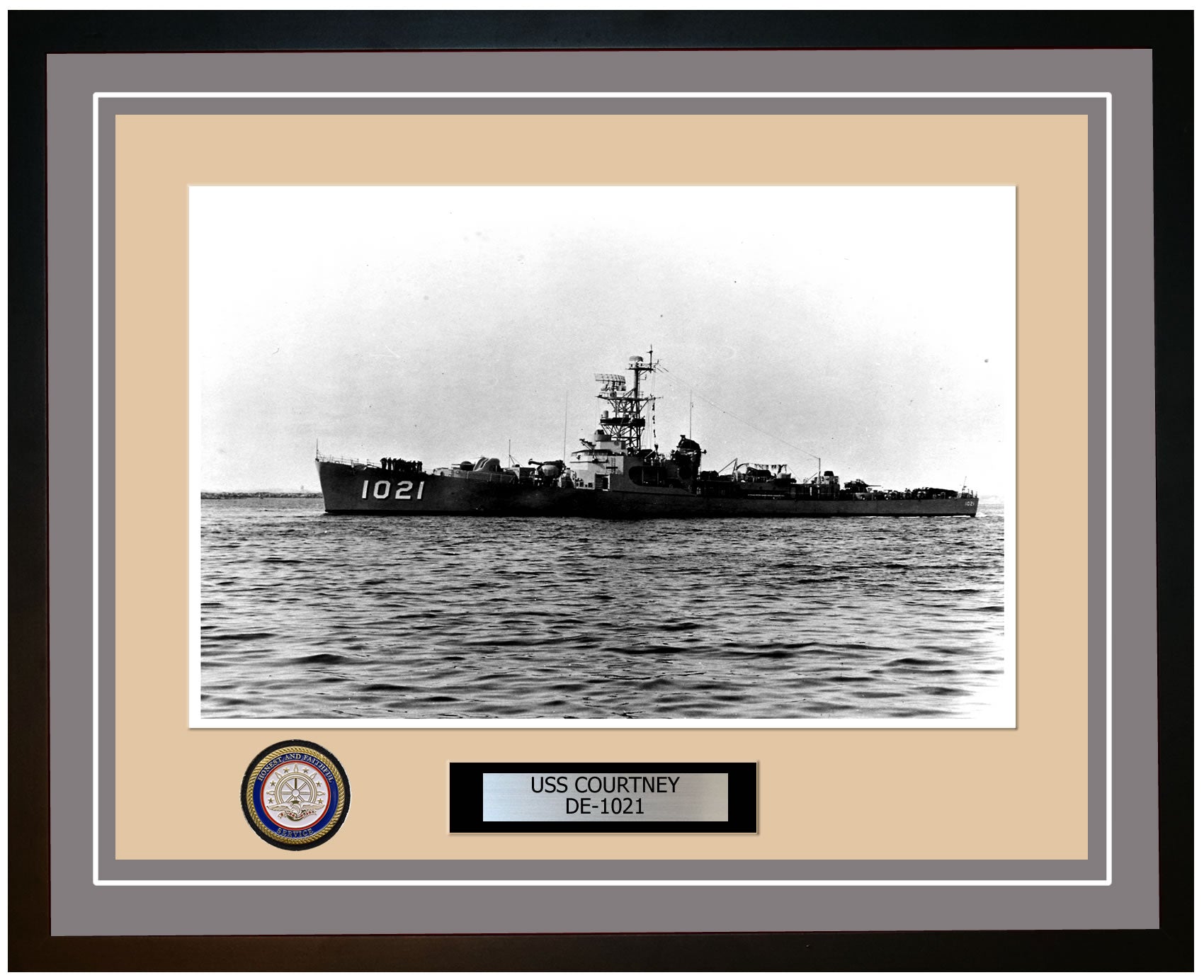 USS Courtney DE-1021 Framed Navy Ship Photo Grey