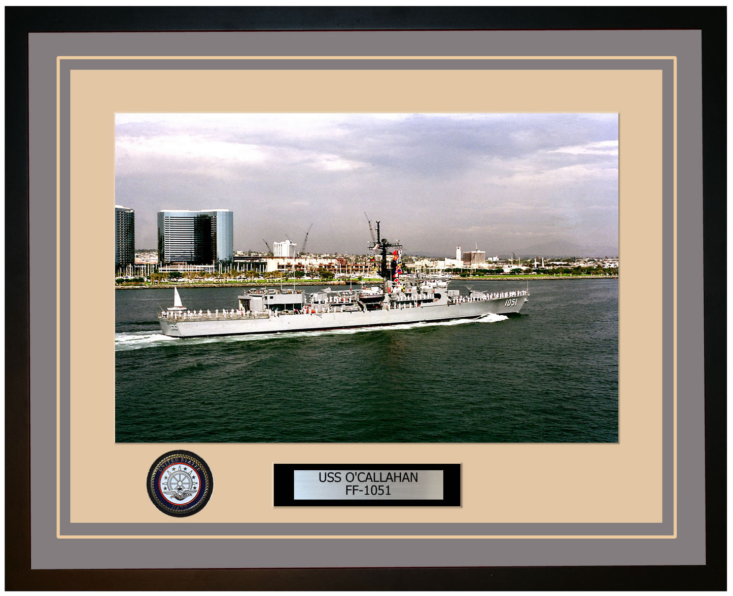 USS O'CALLAHAN FF-1051 Framed Navy Ship Photo Grey