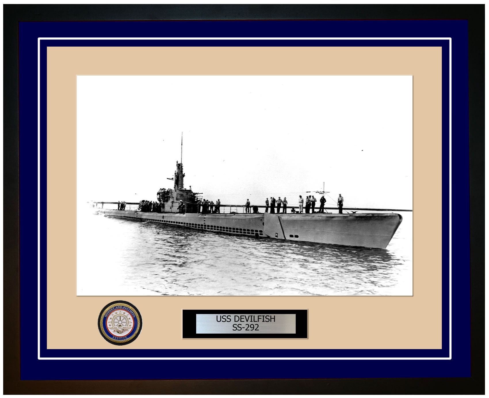USS Devilfish SS-292 Framed Navy Ship Photo Blue