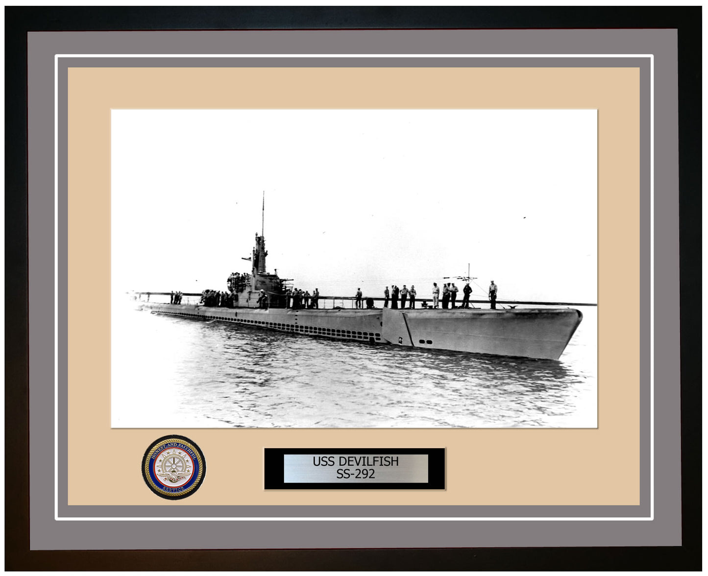 USS Devilfish SS-292 Framed Navy Ship Photo Grey