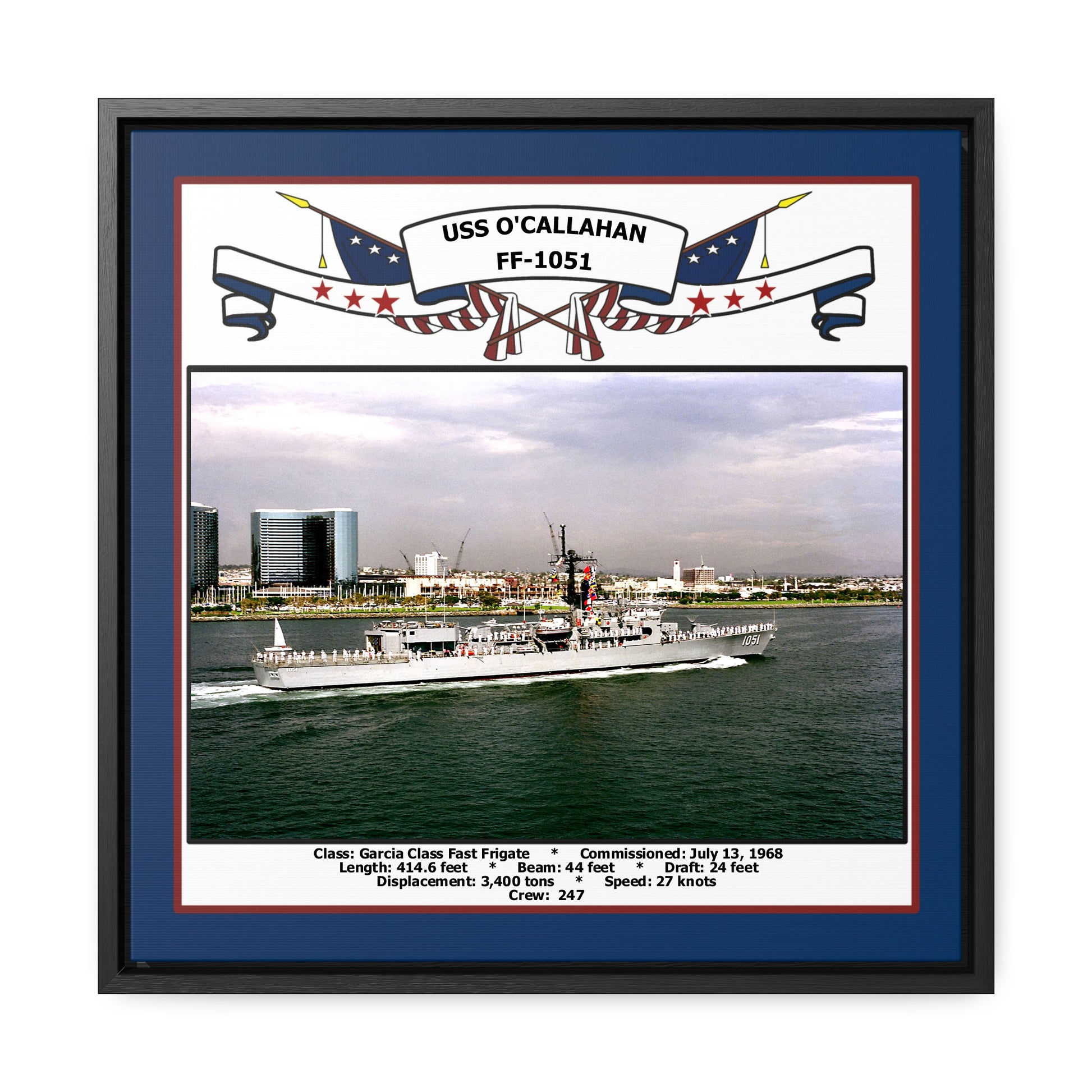 USS O'Callahan FF-1051 Navy Floating Frame Photo Front View