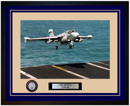 USS NIMITZ CVN-68 Framed Navy Ship Photo Blue