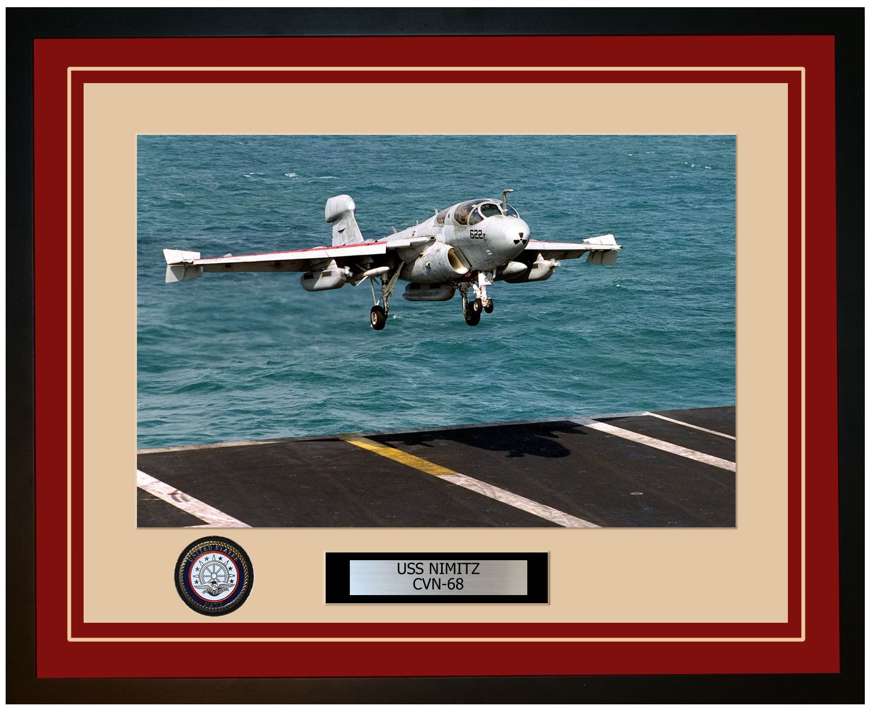 USS NIMITZ CVN-68 Framed Navy Ship Photo Burgundy