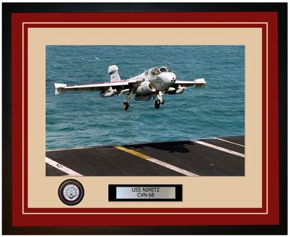 USS NIMITZ CVN-68 Framed Navy Ship Photo Burgundy