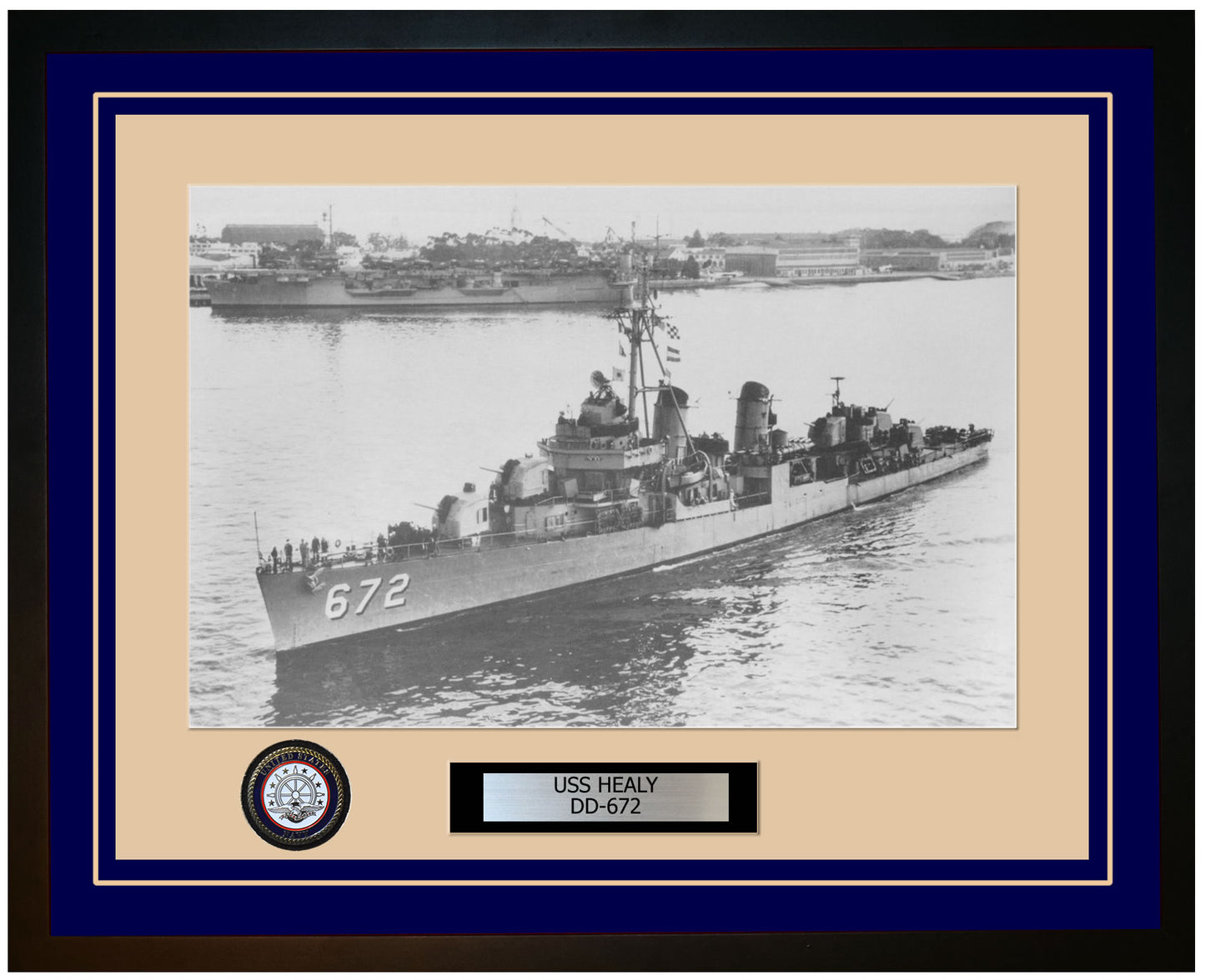 USS HEALY DD-672 Framed Navy Ship Photo Blue