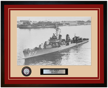 USS HEALY DD-672 Framed Navy Ship Photo Burgundy