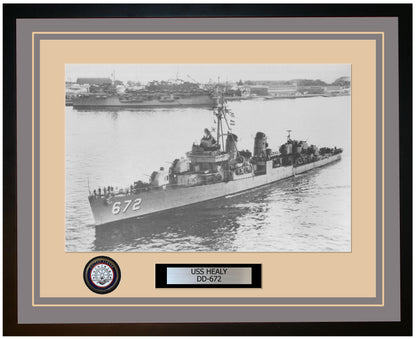 USS HEALY DD-672 Framed Navy Ship Photo Grey