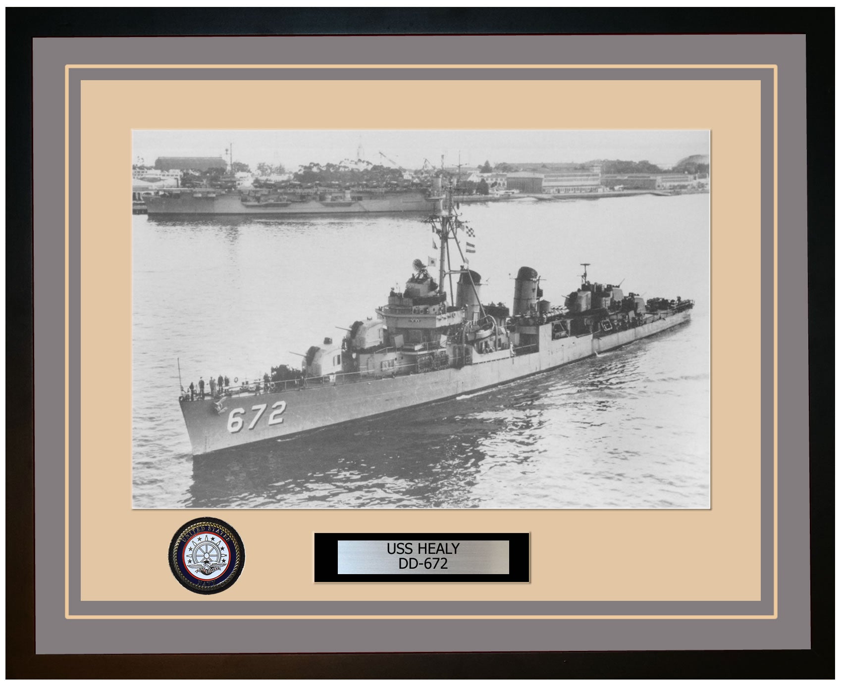 USS HEALY DD-672 Framed Navy Ship Photo Grey