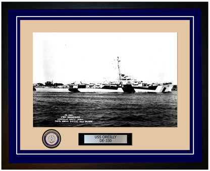 USS O'Reilly DE-330 Framed Navy Ship Photo Blue