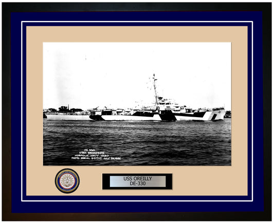 USS O'Reilly DE-330 Framed Navy Ship Photo Blue