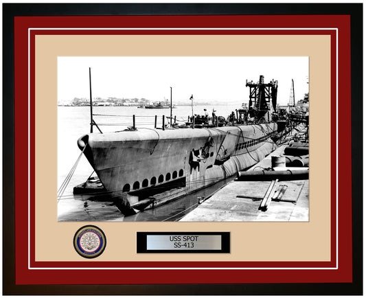 USS Spot SS-413 Framed Navy Ship Photo Burgundy