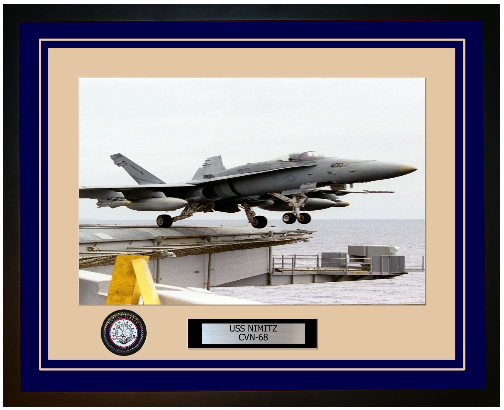 USS NIMITZ CVN-68 Framed Navy Ship Photo Blue