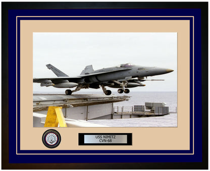 USS NIMITZ CVN-68 Framed Navy Ship Photo Blue