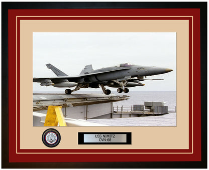 USS NIMITZ CVN-68 Framed Navy Ship Photo Burgundy