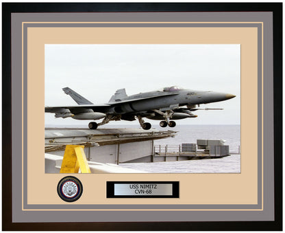 USS NIMITZ CVN-68 Framed Navy Ship Photo Grey