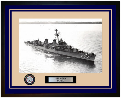 USS HEALY DD-672 Framed Navy Ship Photo Blue