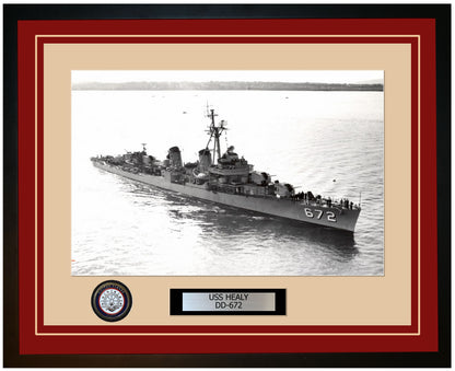 USS HEALY DD-672 Framed Navy Ship Photo Burgundy