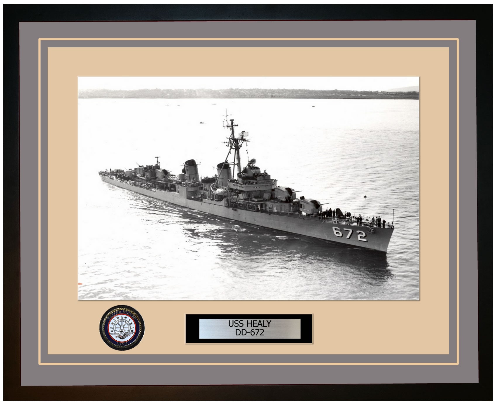 USS HEALY DD-672 Framed Navy Ship Photo Grey