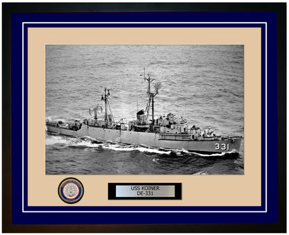 USS Koiner DE-331 Framed Navy Ship Photo Blue