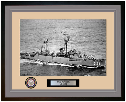 USS Koiner DE-331 Framed Navy Ship Photo Grey