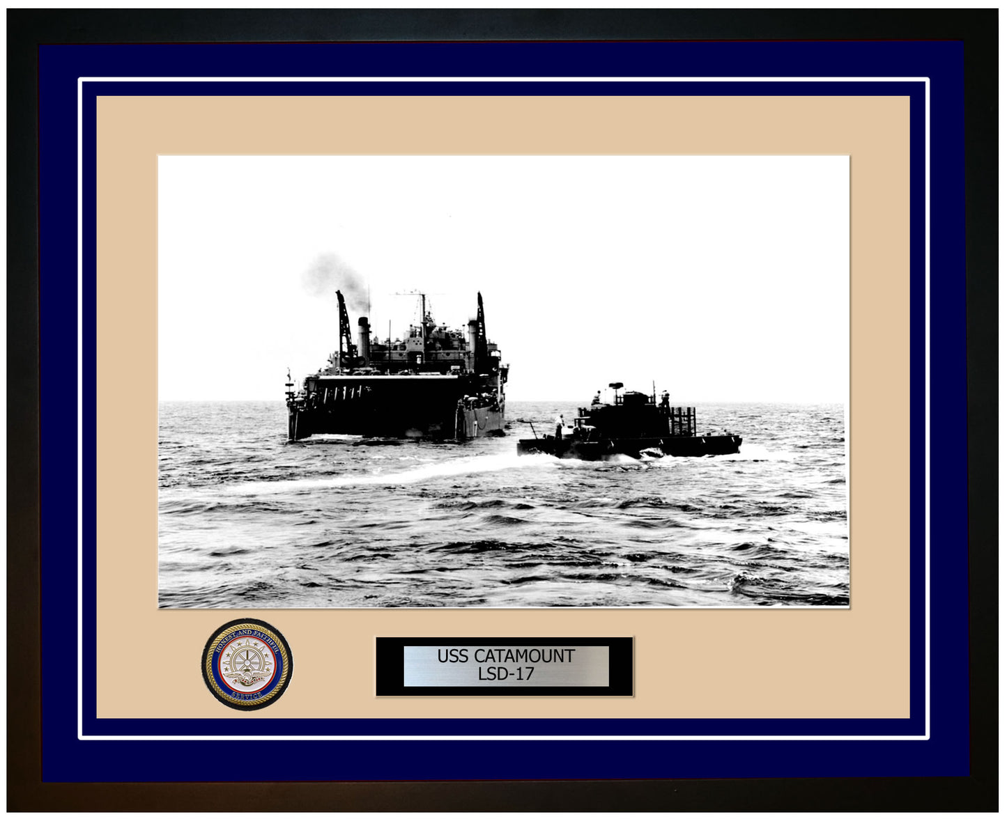 USS Catamount LSD-17 Framed Navy Ship Photo Blue