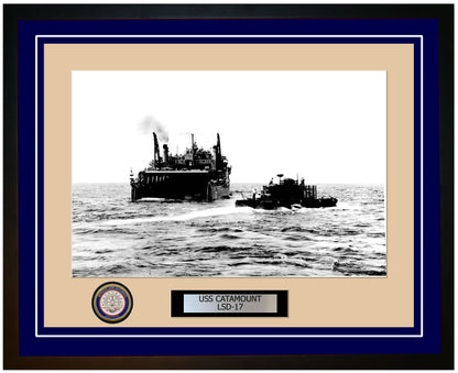 USS Catamount LSD-17 Framed Navy Ship Photo Blue