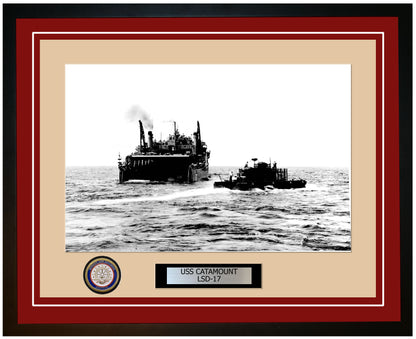 USS Catamount LSD-17 Framed Navy Ship Photo Burgundy
