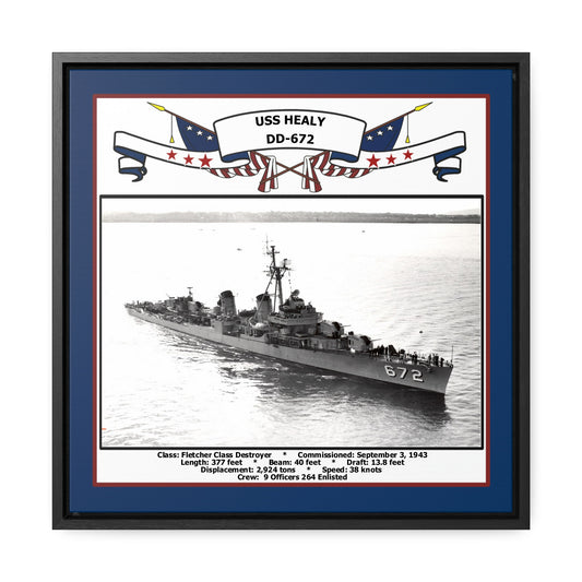 USS Healy DD-672 Navy Floating Frame Photo Front View