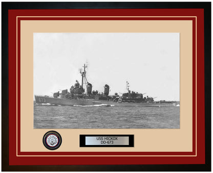 USS HICKOX DD-673 Framed Navy Ship Photo Burgundy
