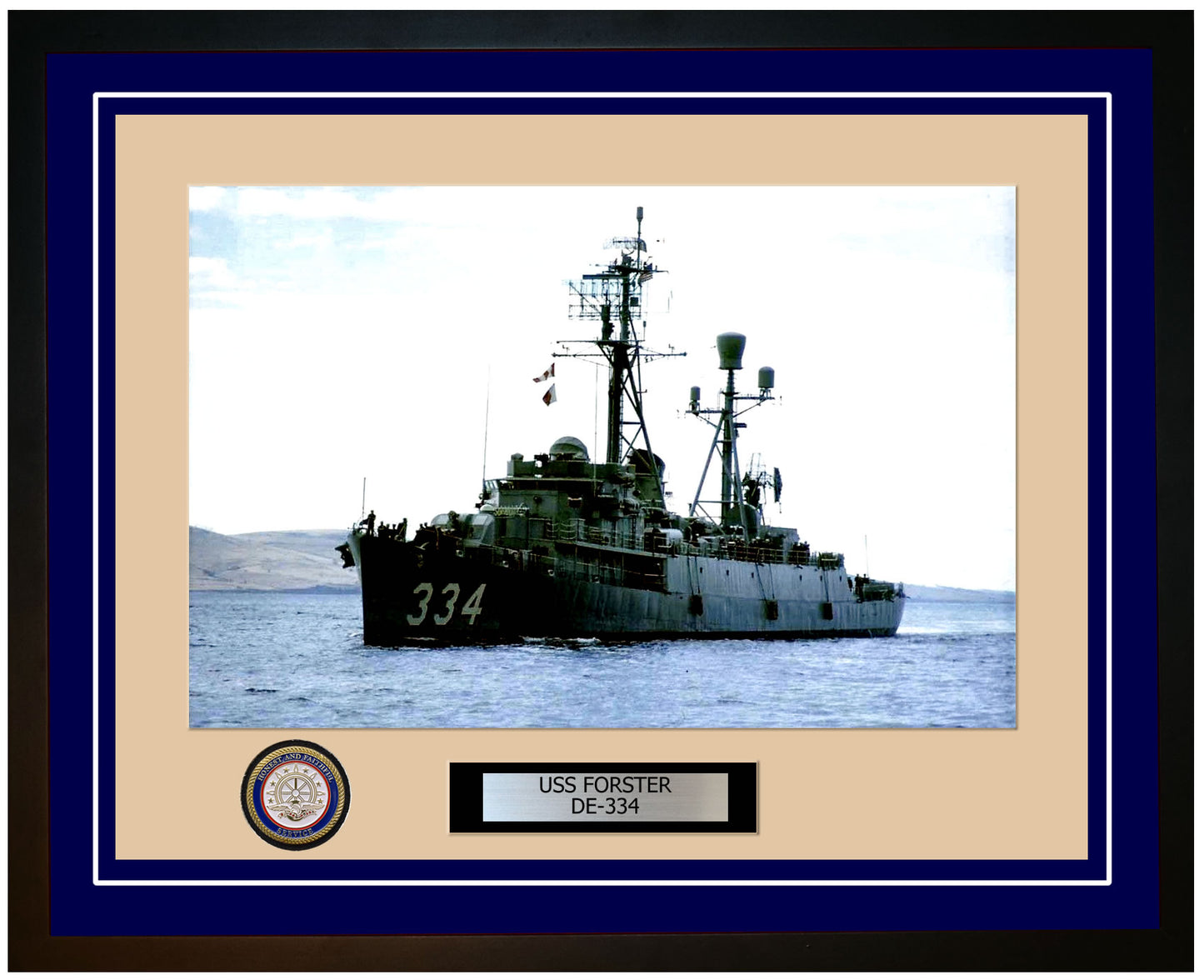 USS Forster DE-334 Framed Navy Ship Photo Blue