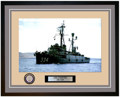 USS Forster DE-334 Framed Navy Ship Photo Grey