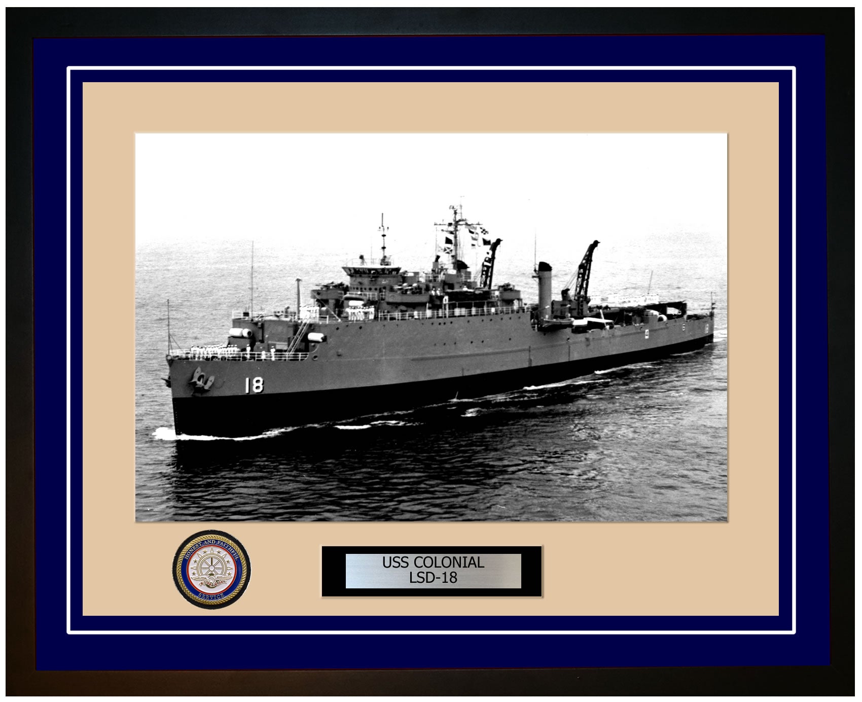 USS Colonial LSD-18 Framed Navy Ship Photo Blue