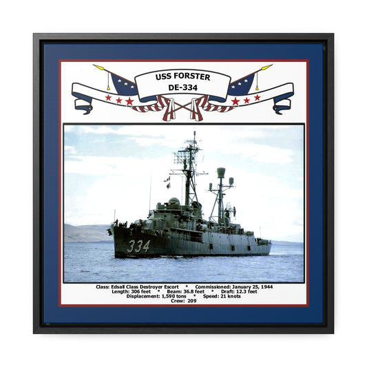 USS Forster DE-334 Navy Floating Frame Photo Front View
