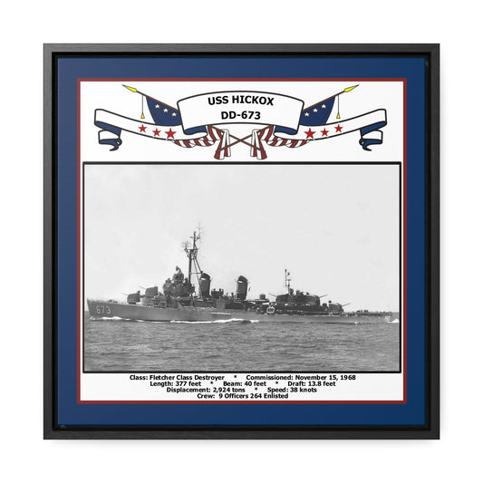 USS Hickox DD-673 Navy Floating Frame Photo Front View