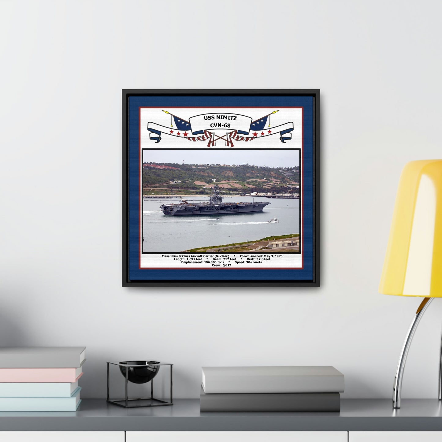 USS Nimitz CVN-68 Navy Floating Frame Photo Desk View