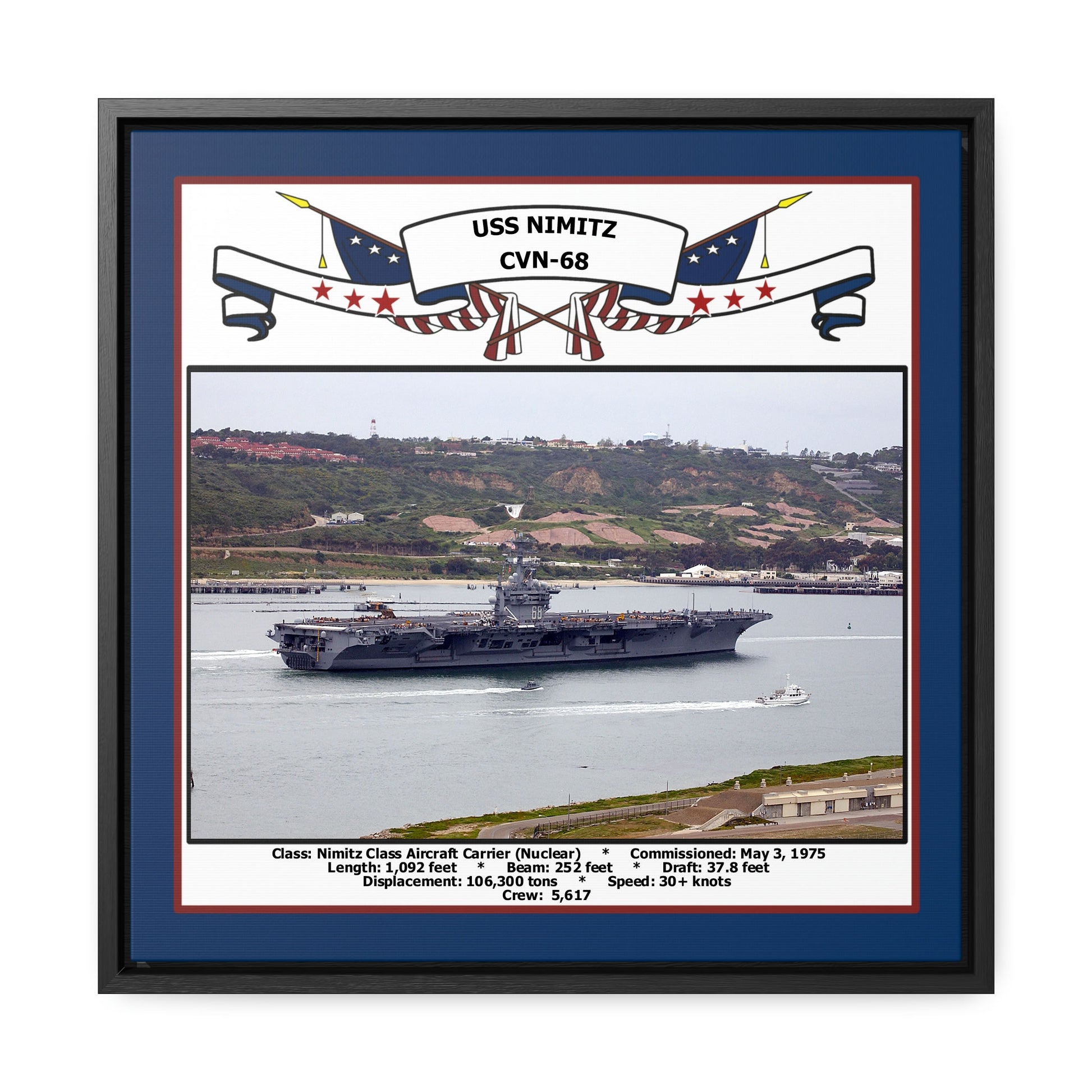 USS Nimitz CVN-68 Navy Floating Frame Photo Front View